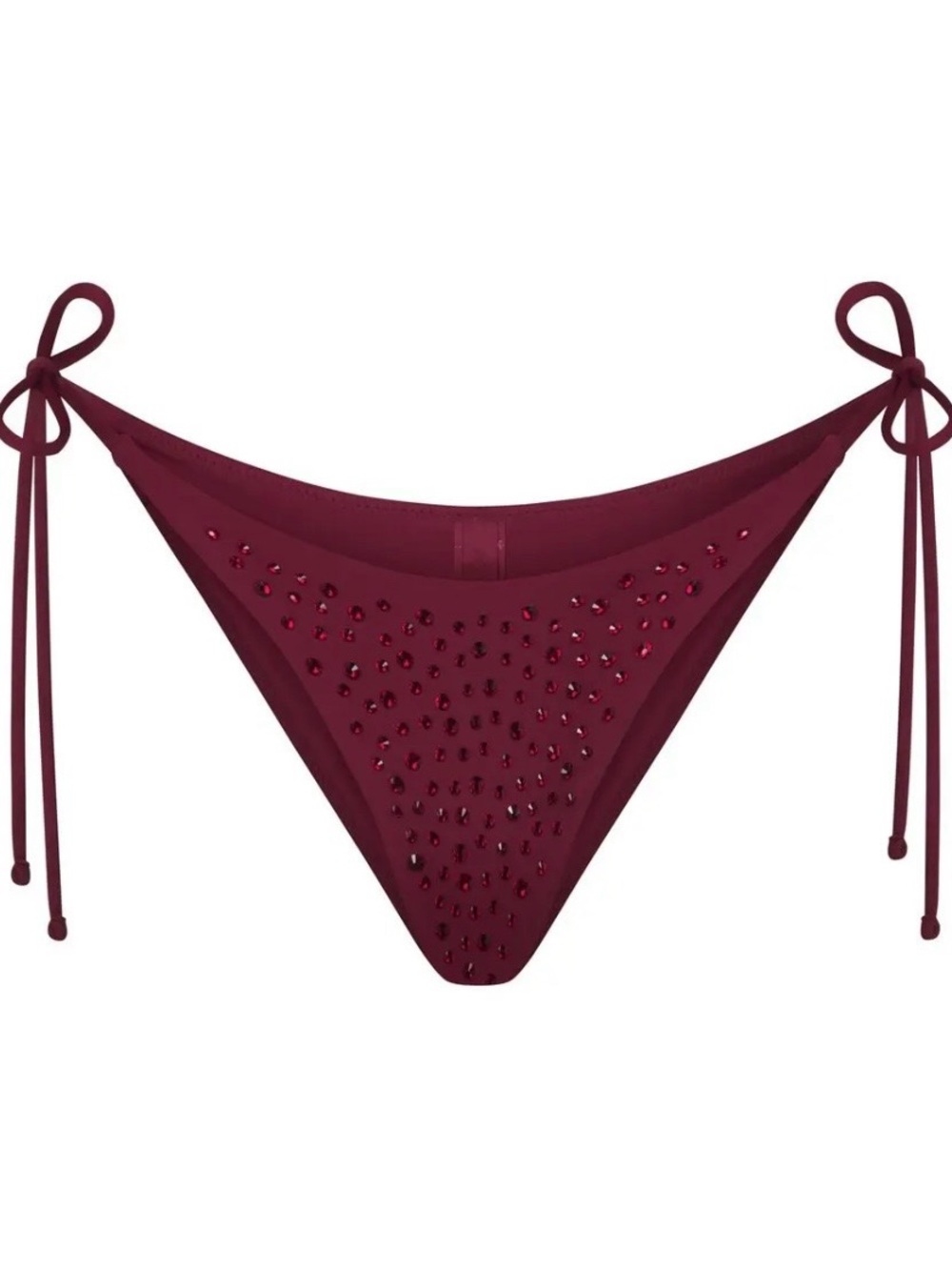 SKIMS Rhinestone Tie Bikini Bottom in Wine